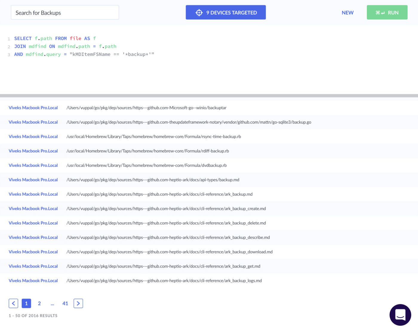 A screenshot of mdfind results. A screenshot of mdfind results.